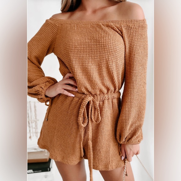 NANAMACS | Camel Waffle Knit Romper - Picture 4 of 5